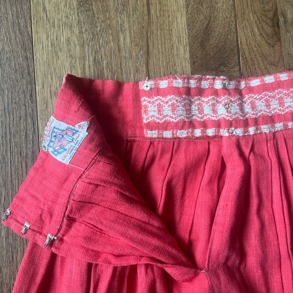 Vintage Embroidered Pink Skirt No Size Boho Cottagecore Farmhouse 1950’s - Picture 7 of 9